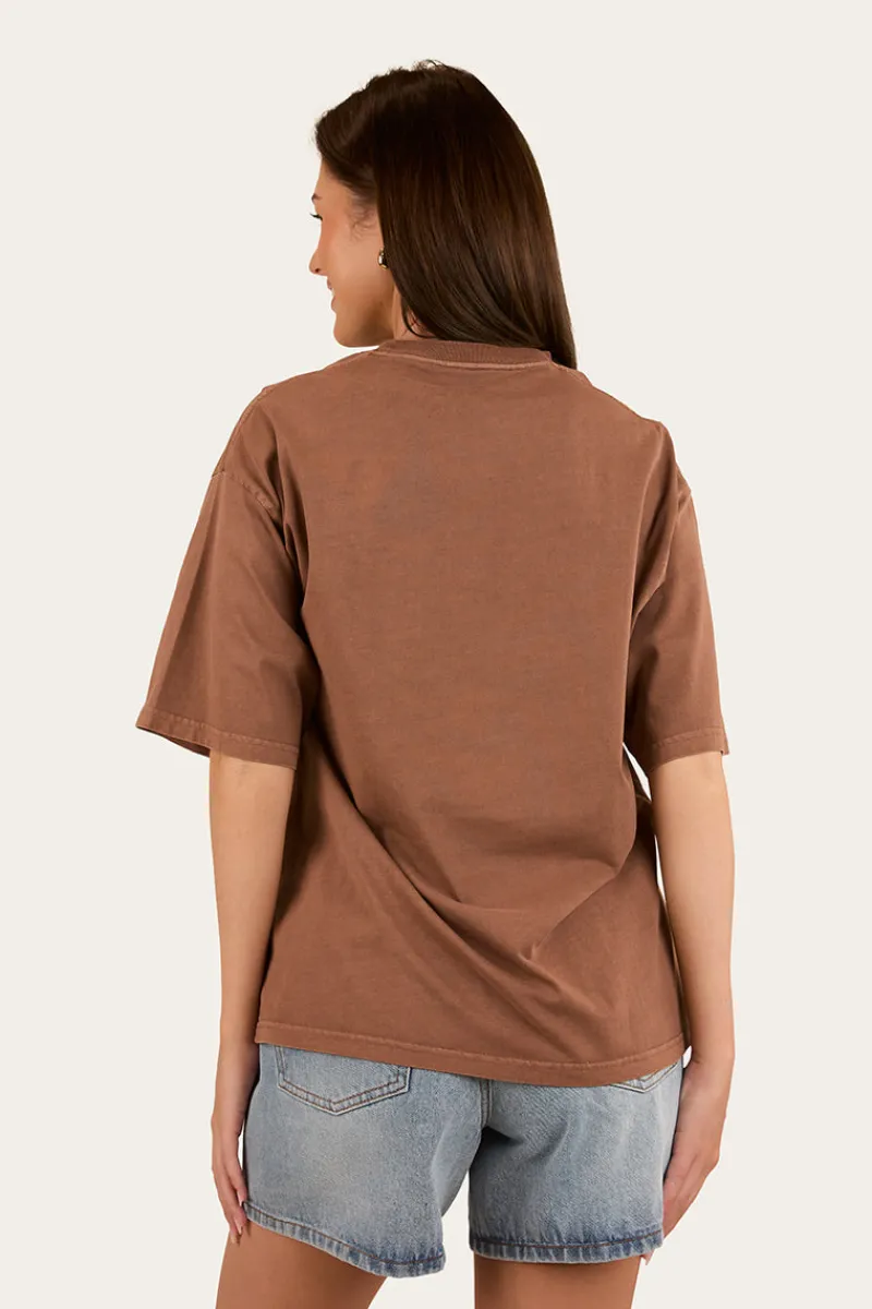 Ringers Western Lady Luck Womens Oversized T-Shirt - Washed Saddle Brown