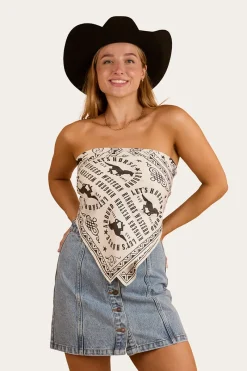 New Ringers Western Lets Horse Around Scarf Top - Off White