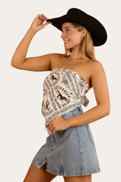 New Ringers Western Lets Horse Around Scarf Top - Off White