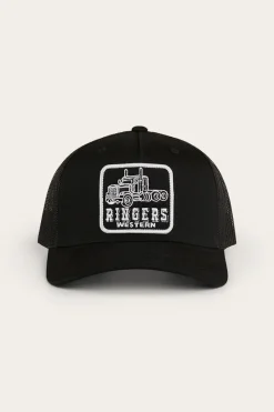 Outlet Ringers Western Long Haul Trucker Cap - Black