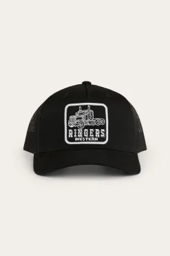 Outlet Ringers Western Long Haul Trucker Cap - Black