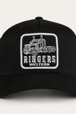 Outlet Ringers Western Long Haul Trucker Cap - Black