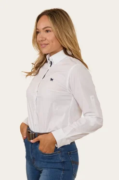 Outlet Ringers Western Longreach Womens Plain Dress Shirt - White