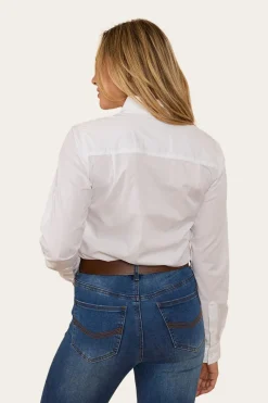 Outlet Ringers Western Longreach Womens Plain Dress Shirt - White