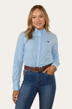 Clearance Ringers Western Longreach Womens Plain Dress Shirt - Sky Blue