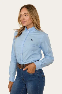 Clearance Ringers Western Longreach Womens Plain Dress Shirt - Sky Blue