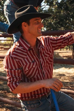 Ringers Western Mapleton Mens Western Shirt Stripe - Cedar