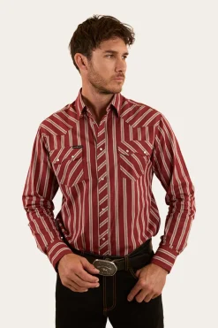 Ringers Western Mapleton Mens Western Shirt Stripe - Cedar
