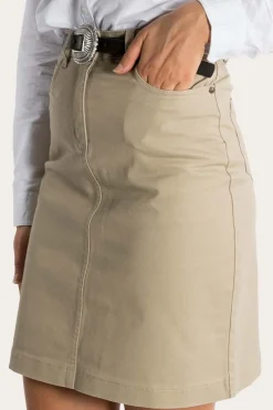 Hot Ringers Western Maree Womens 5 Pockets Stretch Drill Skirt - Khaki