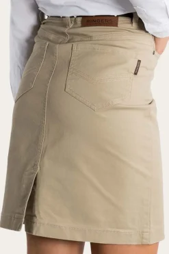 Hot Ringers Western Maree Womens 5 Pockets Stretch Drill Skirt - Khaki