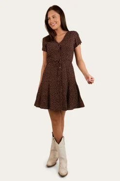 Online Ringers Western Marrabel Womens Mini Dress -Chocolate / White