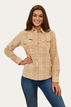 Clearance Ringers Western Matilda Womens Corduroy Flannel - Dark Sand