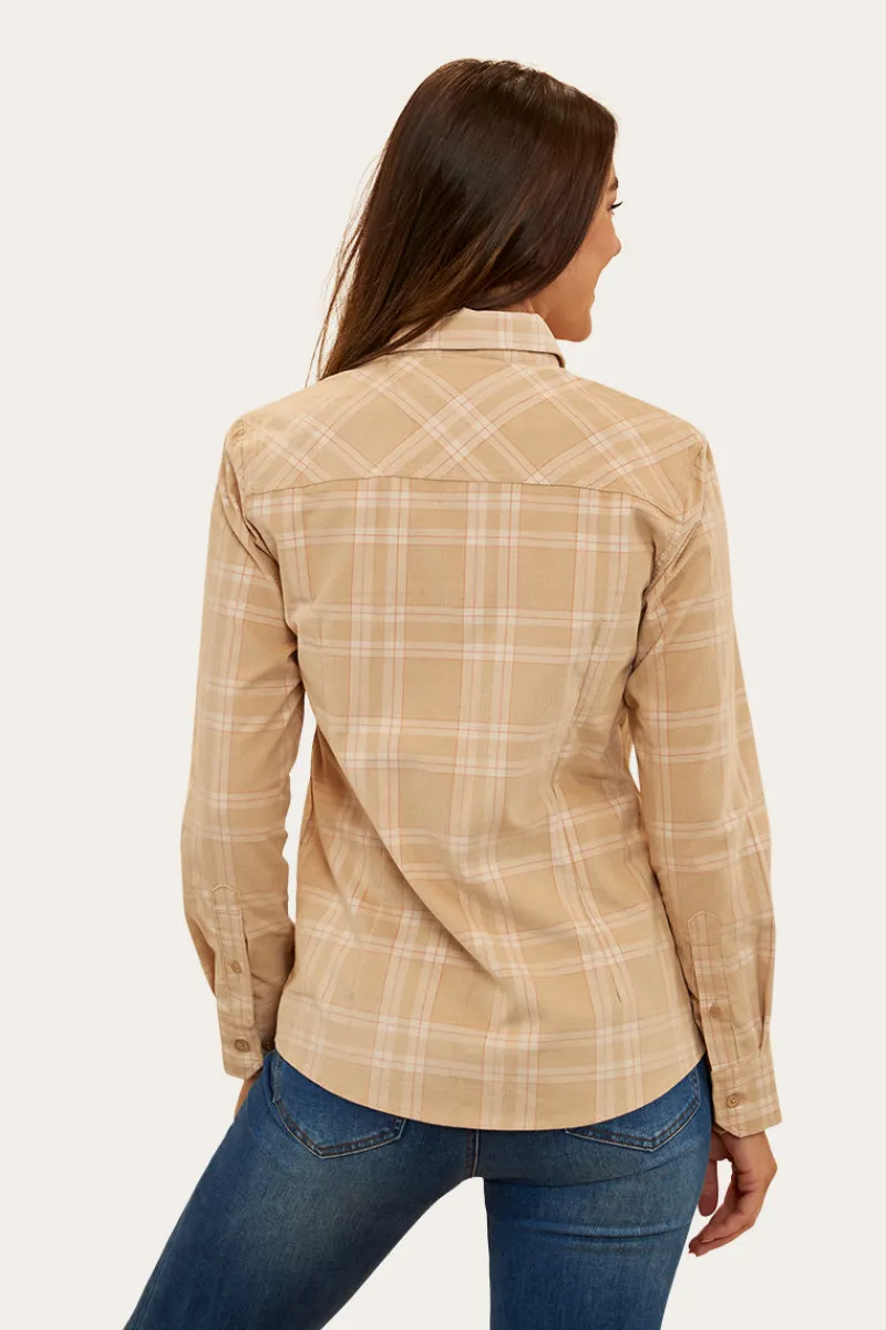 Clearance Ringers Western Matilda Womens Corduroy Flannel - Dark Sand