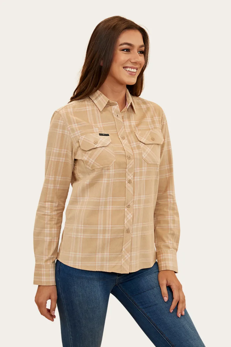 Clearance Ringers Western Matilda Womens Corduroy Flannel - Dark Sand