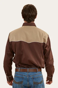 New Ringers Western McGraw Mens Western Shirt - Chocolate/Dark Sand
