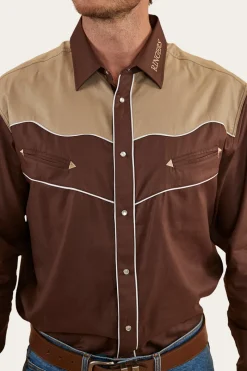New Ringers Western McGraw Mens Western Shirt - Chocolate/Dark Sand
