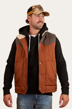 Discount Ringers Western McKinlay Mens Puffer Vest - Tobacco / Charcoal