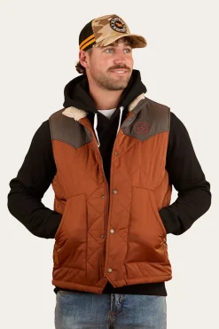 Discount Ringers Western McKinlay Mens Puffer Vest - Tobacco / Charcoal