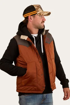 Discount Ringers Western McKinlay Mens Puffer Vest - Tobacco / Charcoal