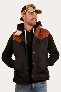 Ringers Western McKinlay Mens Puffer Vest - Black / Tobacco