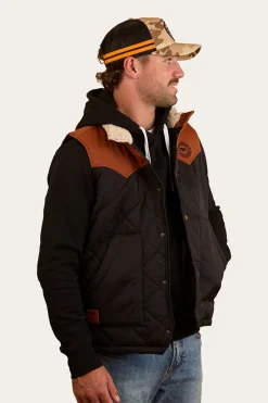 Ringers Western McKinlay Mens Puffer Vest - Black / Tobacco