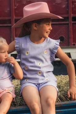 Online Ringers Western Milana Girls Rib Top - Violet