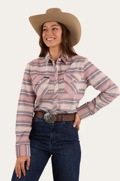 Hot Ringers Western Millicent Womens Flannel - Rosey Pink