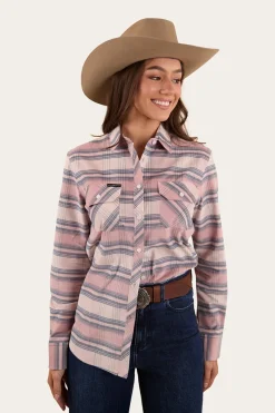Hot Ringers Western Millicent Womens Flannel - Rosey Pink