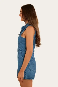 Sale Ringers Western Mimi Womens Playsuit - Mid Wash Blue