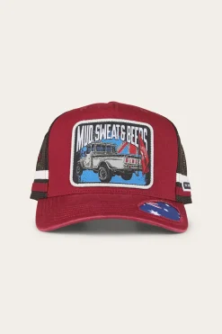 Hot Ringers Western Mud Sweat Beers Deep Fit Trucker Cap - Maroon