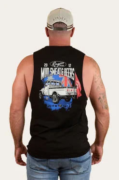 Outlet Ringers Western Mud Sweat Beers Mens Muscle Tank - Black