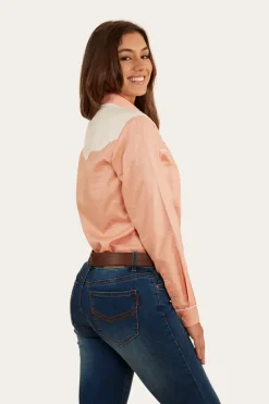 Clearance Ringers Western Musgraves Womens Western Shirt - Coral/Off White