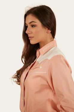 Clearance Ringers Western Musgraves Womens Western Shirt - Coral/Off White