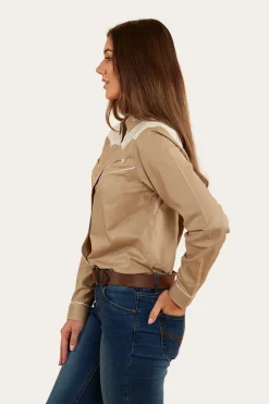 Outlet Ringers Western Musgraves Womens Western Shirt - Dark Sand/Off White