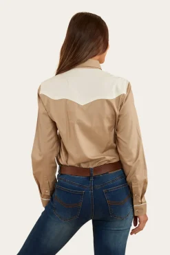 Outlet Ringers Western Musgraves Womens Western Shirt - Dark Sand/Off White