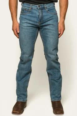 Sale Ringers Western Muster Mens Slim Straight Fit Jeans - Mid Wash Blue