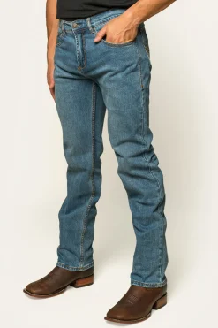 Sale Ringers Western Muster Mens Slim Straight Fit Jeans - Mid Wash Blue