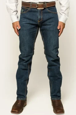 New Ringers Western Muster Mens Slim Straight Fit Jeans - Dark Wash Blue