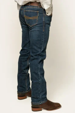 New Ringers Western Muster Mens Slim Straight Fit Jeans - Dark Wash Blue
