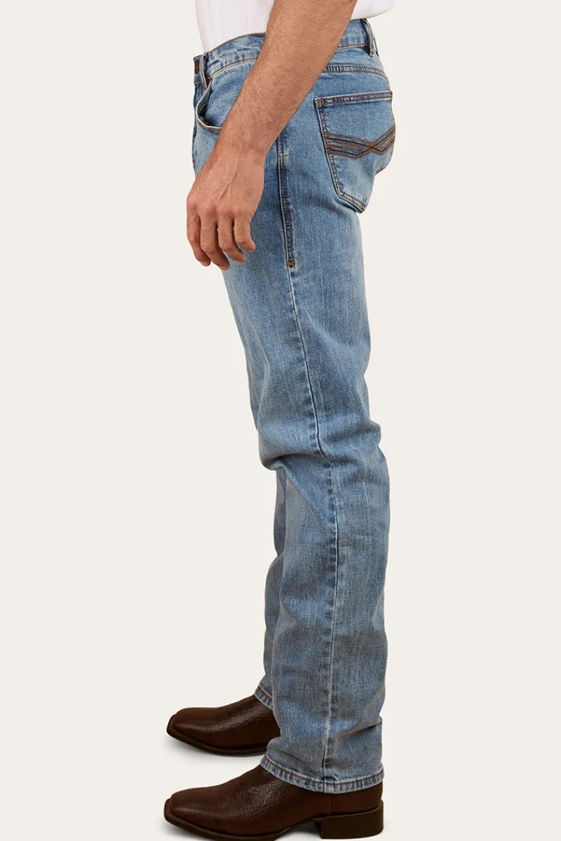 New Ringers Western Muster Mens Slim Straight Fit Jeans - Light Wash Blue