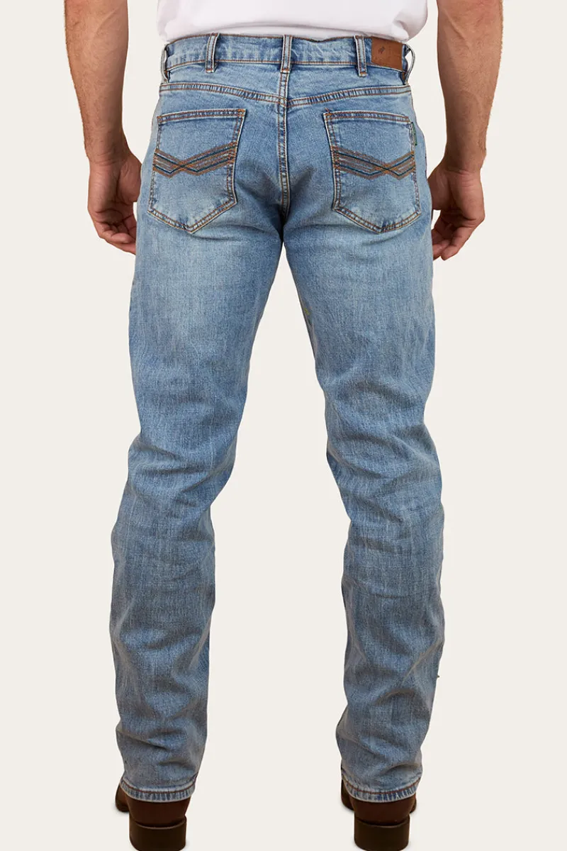 New Ringers Western Muster Mens Slim Straight Fit Jeans - Light Wash Blue