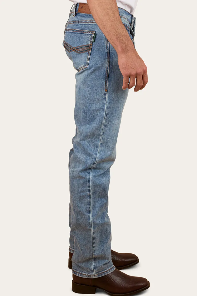 New Ringers Western Muster Mens Slim Straight Fit Jeans - Light Wash Blue