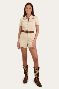 Sale Ringers Western Narooma Womens Denim Playsuit - Off White