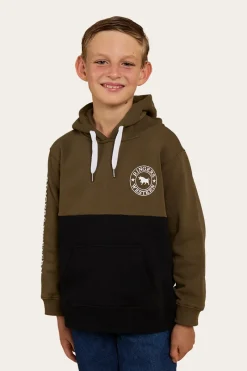 Outlet Ringers Western Oakey Kids Hoodie - Military Green/Black