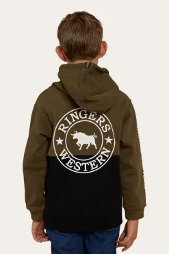Outlet Ringers Western Oakey Kids Hoodie - Military Green/Black