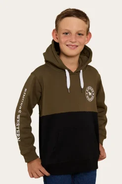 Outlet Ringers Western Oakey Kids Hoodie - Military Green/Black