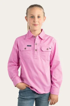Sale Ringers Western Ord River Kids Half Button Work Shirt - Pastel Pink