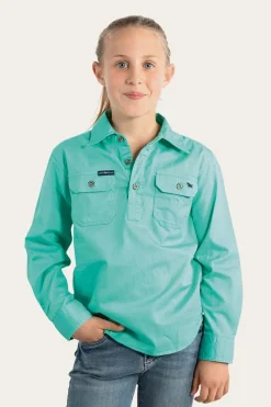 Outlet Ringers Western Ord River Kids Half Button Work Shirt - Mint