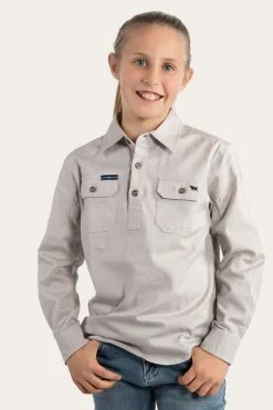 Clearance Ringers Western Ord River Kids Half Button Work Shirt - Beige
