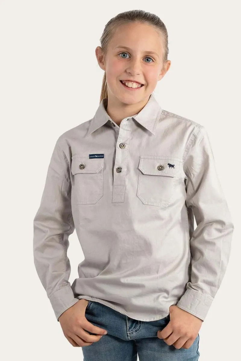 Clearance Ringers Western Ord River Kids Half Button Work Shirt - Beige